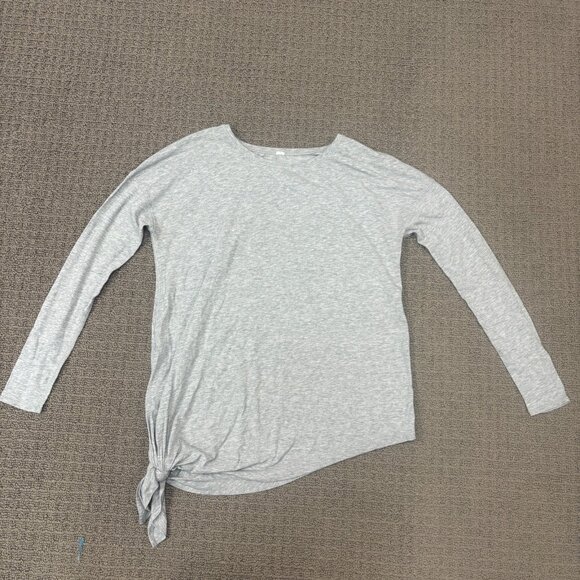 Lululemon Shirt 8 Heather Grey Soft Jersey Knit Scoop Neck 3/4 Sleeves Comfy - Picture 1 of 8
